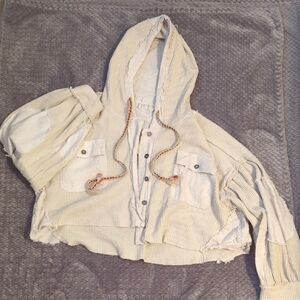 Cream Hooded Button-Up Jacket